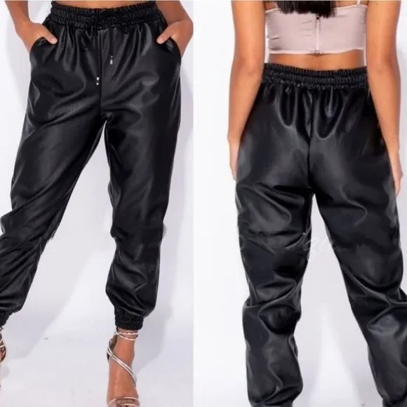 Black Faux Leather Pants
